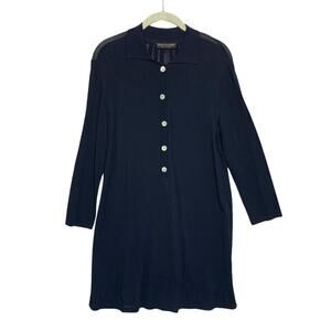 Nino Columbo Long Sleeve Stretch Lagenlook Mini Dress Women's Sz 38 (M) Navy